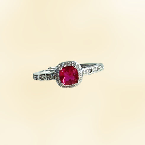 Pink Zirconia Silver Ring - Elegant & Romantic